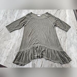 Dantelle Olive Green Ruffle Hem Top - Size M